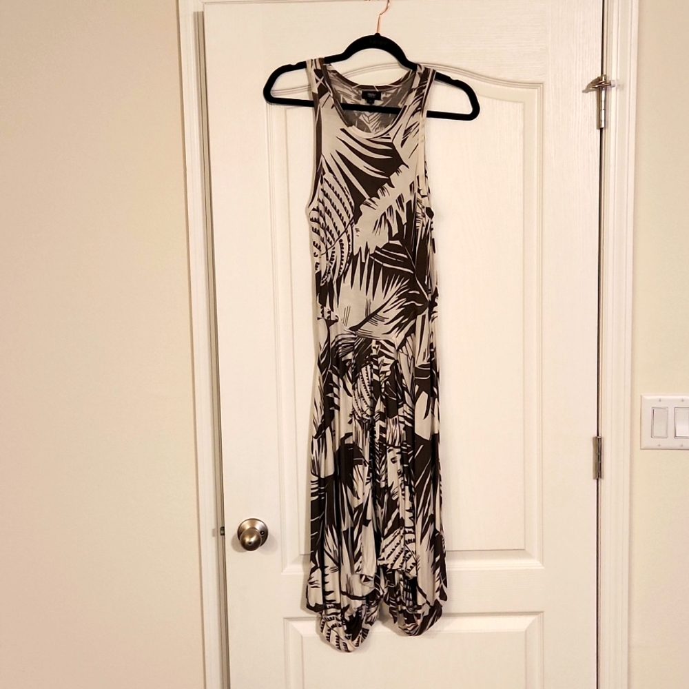 White & Army Green Fit & Flare Dress
